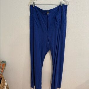 Anthropologie Maeve Women's Colette Full Length Linen Pants Royal Blue.
